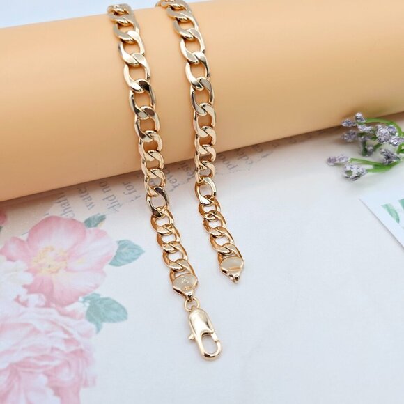 Rose Gold Cuban Chain Necklace Gold Plated Brass 49cm (19.3 Inches), XPNL0064 - Picture 8 of 12